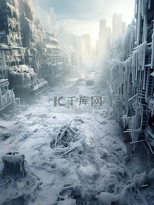 城市大雪背景图片_寒潮极寒冰封的城市15背景图