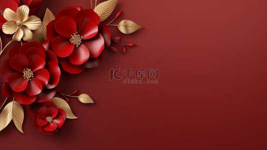 新年背景图片_中国红吉祥富贵花朵装饰背景6