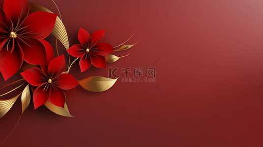 新年背景图片_中国红吉祥富贵花朵装饰背景12