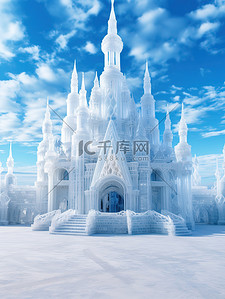雪背景图片_雄伟的冰雕雪城堡1背景图