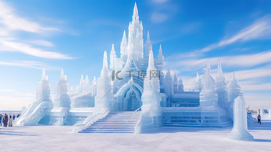 冬季背景图片_冰雕雪城冬天娱乐场18背景素材