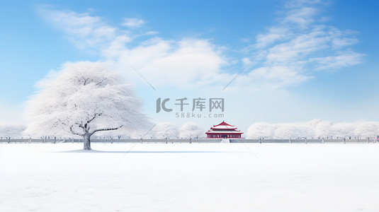 大雪背景图片_中国古建筑的雪景白雪背景图片