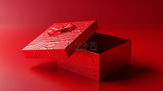 新年喜庆打开的质感红色礼物盒背景