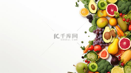 绿色水果背景图片_彩色健康水果养生背景15