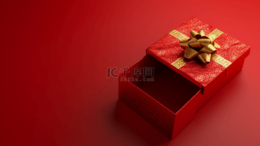 新年礼物背景图片_新年喜庆打开的质感红色礼物盒背景素材