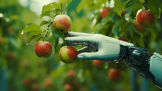 展望未来背景图片_高科技机器人手采摘苹果的背景图10
