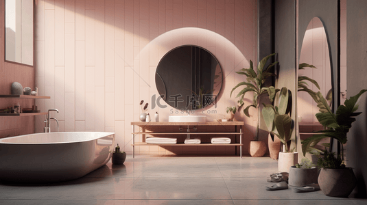 3D立体温馨浴室室内设计图片背景图16