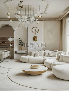 奶白色的客厅家居装饰背景素材