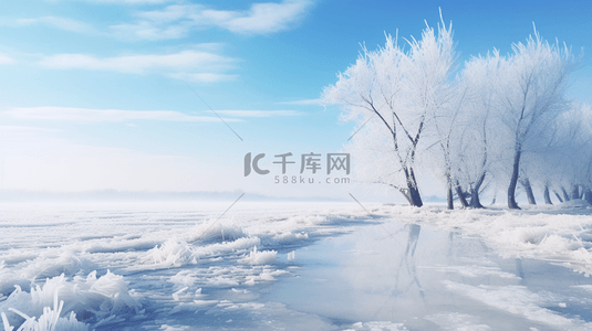 蓝天冬天冰雪世界冰天雪地风景16背景素材