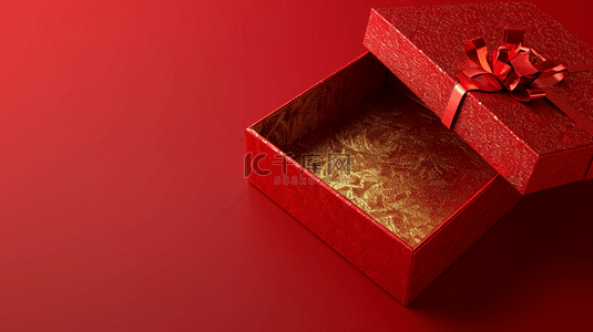 红色礼物盒背景背景图片_新年喜庆打开的质感红色礼物盒背景素材