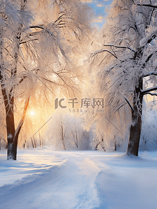 雪背景图片_冬季蓝色自然风光大雪纷飞唯美背景图6