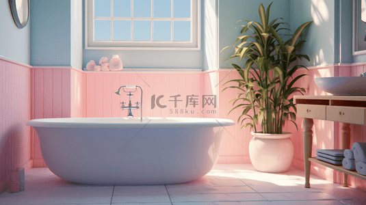 3D立体温馨浴室室内设计图片背景图5