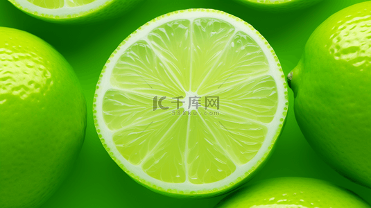 绿色柠檬片简约背景18