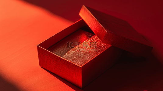 新年喜庆打开的质感红色礼物盒背景图