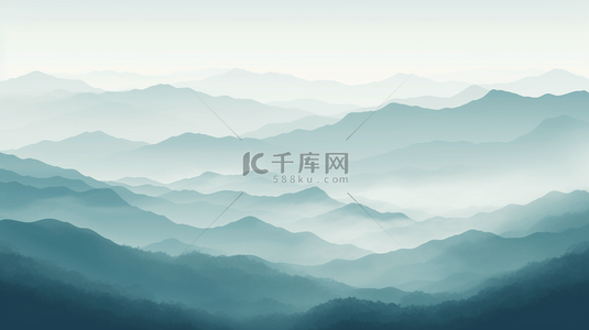 中式背景背景图片_水墨感连绵起伏群山插画10背景素材