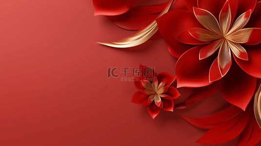 结婚照拼图背景图片_大红色底色带花朵大气高端商务背景图13