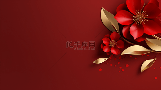 新年大红色背景背景图片_大红色底色带花朵大气高端商务背景图3