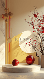 国风中式新年年货节电商展台背景图片