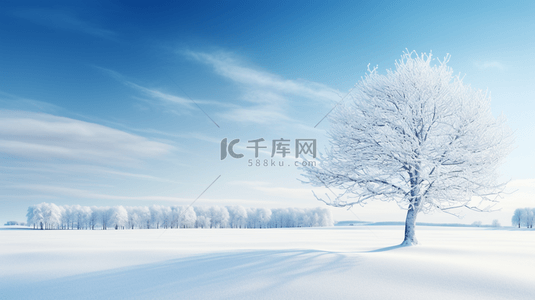 冬季雪景蓝色唯美简约背景图29