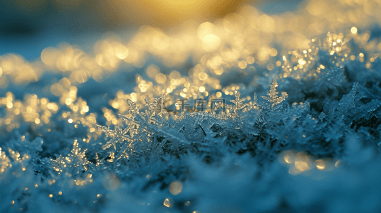 金色叶子背景背景图片_日出雪花风景冬天下雪冰霜背景图18