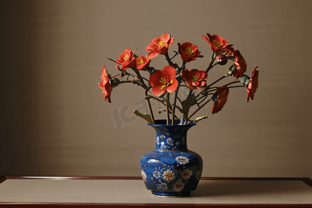 复古陶瓷花瓶插花图片3