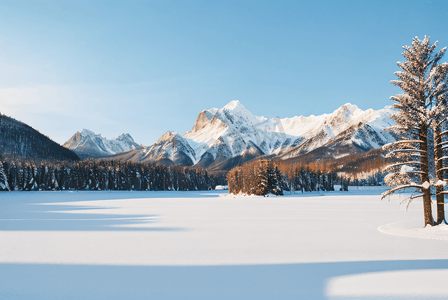 冬日阳光下的高山雪景图2图片