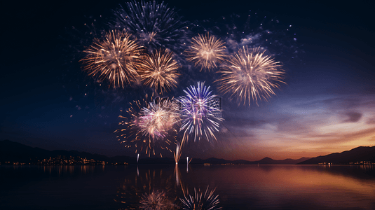 新年彩色背景图片_夜空中绚烂的烟花背景