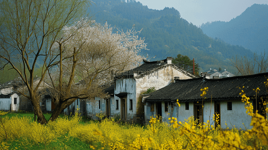 风景背景图片_中国风唯美油菜花风景图片15