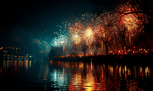 绚烂夜空摄影照片_夜空中美丽绚烂的烟花60