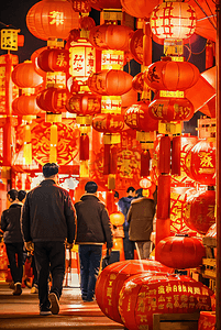 春节街道上挂的红灯笼摄影图片7