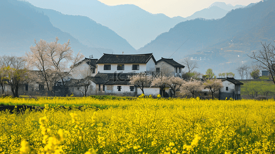 风景背景图片_中国风唯美油菜花风景图片3