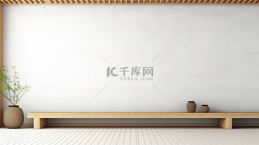 日式插花艺术背景图片_木地板白墙日式空间背景图