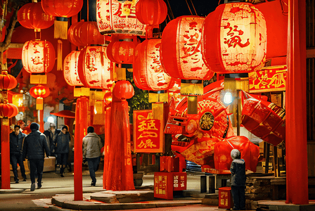 喜庆传统中国风红色灯笼摄影照片2