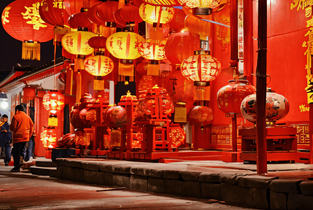 红色中国风新年摄影照片_喜庆传统中国风红色灯笼摄影图片8