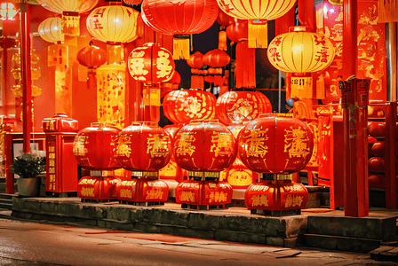 喜庆传统中国风红色灯笼摄影配图2