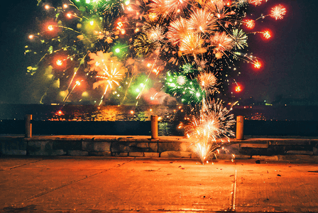 新年夜晚跨年放烟花摄影照片9