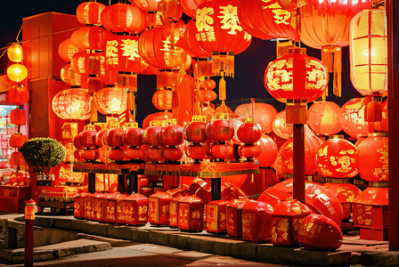 喜庆传统中国风红色灯笼摄影图1