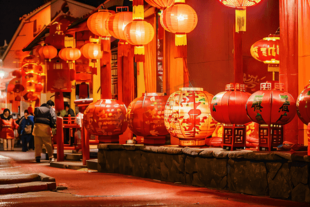 红色中国风新年摄影照片_喜庆传统中国风红色灯笼摄影图5
