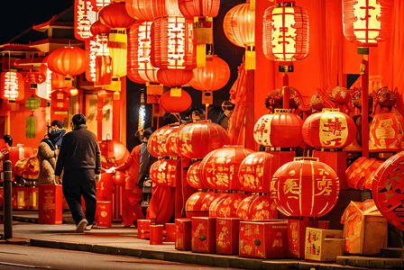 喜庆传统中国风红色灯笼摄影图0