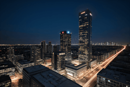 夜晚城市高楼建筑摄影图7