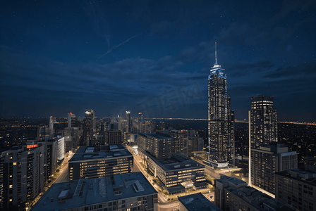 夜晚城市高楼建筑摄影图6