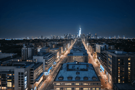 夜晚城市高楼建筑摄影图0