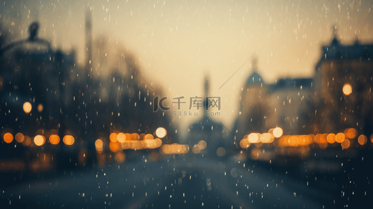 上海暴雨背景图片_繁花上海夜景都市光影散焦虚焦光影设计