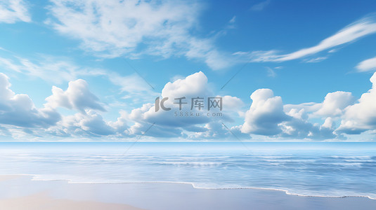 蓝天背景图片_大海海边天空白云图片