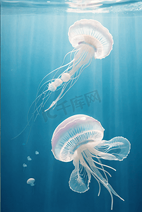 快闪动画摄影照片_闪动着迷人色彩的水母游动图片1