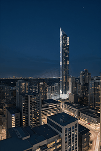 城市高楼建筑夜景摄影照片3