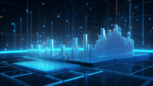 金融科技蓝色背景背景图片_蓝色商业数据分析和金融科技立体背景图29