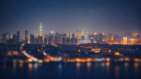 梦幻夜幕背景图片_梦幻夜幕下的城市背景素材