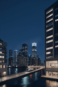 高楼建筑城市夜景摄影图0
