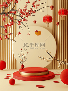 新年中国风喜庆背景立体